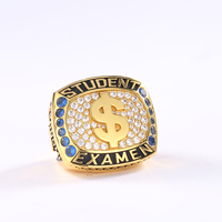 Trendiger Maßgefertigter Herren-Ring aus Roségold-Plattiertem Kupfer, Klassischer Meisterschaftsring mit Zirkonia, Romantisches Jubiläumsgeschenk, Einheitsgröße