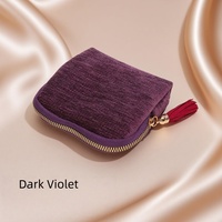 Boîte à bijoux de voyage moderne de luxe en velours mini, ronde, portable, avec fermeture éclair et pompon, pour l'affichage et le rangement des boucles d'oreilles - Vente chaude