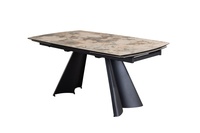 Table de salle à manger rectangulaire en céramique moderne de luxe avec dessus de table en verre trempé extensible et pliable pour une utilisation en hôtel
