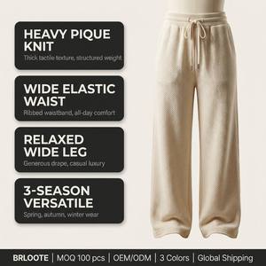 <span class=keywords><strong>Pantaloni</strong></span> da Uomo in Maglia Piqué Pesante a Gamba Larga con Elastico <span class=keywords><strong>e</strong></span> Coulisse in Vita, Vestibilità Rilassata, <span class=keywords><strong>Pantaloni</strong></span> Casual Dritti OEM - Product Image 2