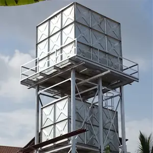Tanque de água com torre, alta qualidade, 4m x 3m, tanque de água galvanizado, altura de 6m, tanque de água para água chuva