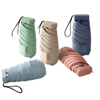 Parapluie de voyage manuel moderne de haute qualité, imperméable, léger, compact, anti-UV, pliable en 5 sections, tout-en-un, pour femme, en pongé, idéal comme cadeau