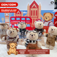 Mini ours en peluche tendance, personnalisable, avec costume en tissu de coton et robe blanche, unisexe