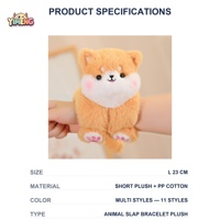 Bracelet slap en peluche, 11 styles animaux, motif chien mignon, en coton PP lavé, doux, à enrouler, cadeau de fête pour les 6 ans et plus