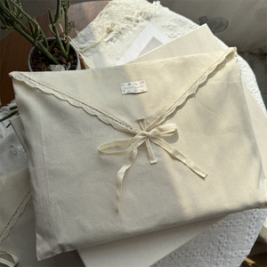 Personalized Label Custom Cotton Dust Bag Natural Cotton Flap with Lace Edge and Ribbon Tie Cotton <b>Envelope</b> Bag Logo Printed - Product Image 4