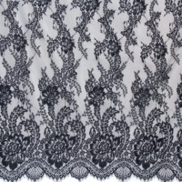 Kain Mewah YUGU Bordir Bunga Besar Hitam Berkualitas Tinggi dari Bahan Tulle Prancis Polyester/Nilon untuk Pernikahan