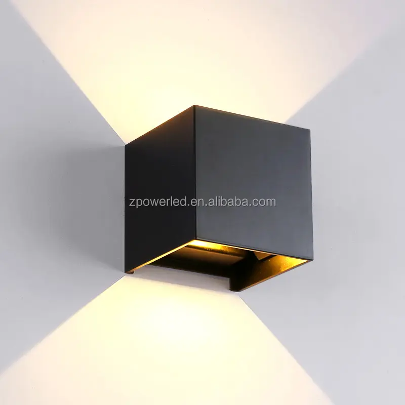 Lampada da parete a cubo impermeabile per esterni montata su e giù con angolo del fascio regolabile moderno 6W 12W 20W applique da parete a LED