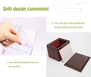 Urne commémorative en bois pour animaux de compagnie avec boîte photo pour cendres de chien ou de chat, cadeau de commémoration de perte, logo personnalisé - Product Image 3