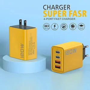 Adaptateur de <span class=keywords><strong>charge</strong></span> rapide <span class=keywords><strong>4</strong></span> ports USB-C/USB-A 120W PD <span class=keywords><strong>Quick</strong></span> <span class=keywords><strong>Charge</strong></span> 3.0 pour téléphones 16/15 - Product Image 3