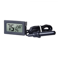Termometer Digital LCD Mini FY-12 dengan Higrometer Terintegrasi, Higrograf Digital Elektronik dengan Sensor Suhu Probe Termometro