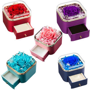 UIONEN Rosa Preservada Morada en Caja de Regalo de Cobre, Collar con Proyección de Corazón en 100 Idiomas Te Amo, Tarjeta con Texto Personalizado, Romántico - Product Image 1