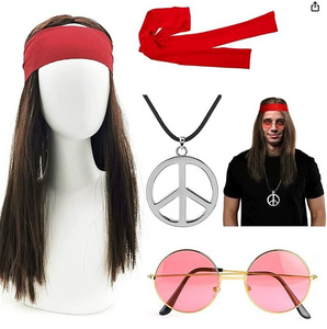 Coiffe de performance unisexe marron, style Hippie Rock, rétro années 80, Hip-hop Punk, pour Halloween, transfrontalière, Echo Halloween - Product Image 3