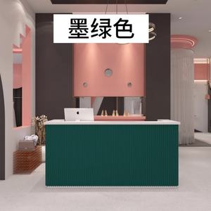 Meuble de salon de coiffure et de beauté moderne et simple, comptoir de service en bois rose, réception - Product Image 5