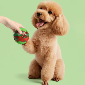 Giocattolo per cani dai colori natalizi-Stick da masticare a forma di bilanciere a forma di palla elastica giocattolo interattivo per animali domestici - Product Image 2