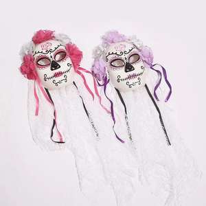 Máscara <span class=keywords><strong>Mexicana</strong></span> del Día de los Muertos, Máscara de Fantasma para Mujer, Máscara de Novia, Máscara de Terror para Disfraces - Product Image 4