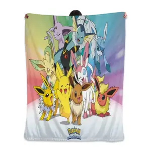 New DIY Blank Fleece Digital Printed 3D Photo White Sublimation Customize Cartoon Pokemoned Flannel Fleece Baby Blanket