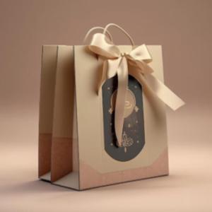 Luxury Ivory Paper Gift <b>Bag</b> With Gold Stamp Design Ribbon Handle For Gift And <b>Craft</b> Packaging - Product Image 3