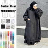 Abaya noire surdimensionnée personnalisée avec capuche, coupe-vent, style cape, pour femmes musulmanes modestes, vêtements islamiques, vente en gros