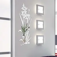 Akrilik 3D çiçek duvar çıkartmaları asılı DIY orkide yatak odası sundurma oturma odası arka plan duvar dekorasyon ayna Sticker çıkartmaları