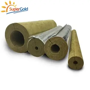 SuperGold rock mineral wool pipe with aluminum foil Euro class A1 rock wool insulation tube for pipe