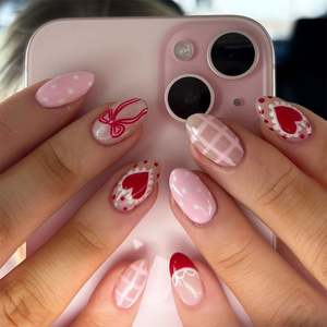 Ongles portables faits à la main de style français, forme amande, en ABS, ongles pressés pré-conçus, pièces détachables <span class=keywords><strong>pour</strong></span> les doigts, <span class=keywords><strong>manucure</strong></span> de Noël - Product Image 5