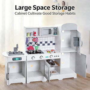 Juego de Cocina de Simulación con Cuatro Compartimentos, <span class=keywords><strong>Estufa</strong></span> de Gas Acústico-Óptica, Juguete de Madera para Niños en Edad Preescolar - Product Image 3