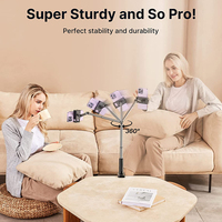 Perche à selfie avec trépied, support de bureau pour téléphone portable, support de lit pour tablette, flexible, réglable et portable