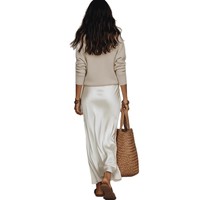 Ensemble deux pièces printemps 2026 pour femme, style européen et américain, robe midi et haut en satin couleur unie - Tenue décontractée professionnelle