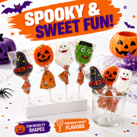 Sucettes d'Halloween effrayantes en forme de citrouille, fantôme, sorcière, Frankenstein, bonbons durs aromatisés aux fruits, cadeaux de fête, vente en gros