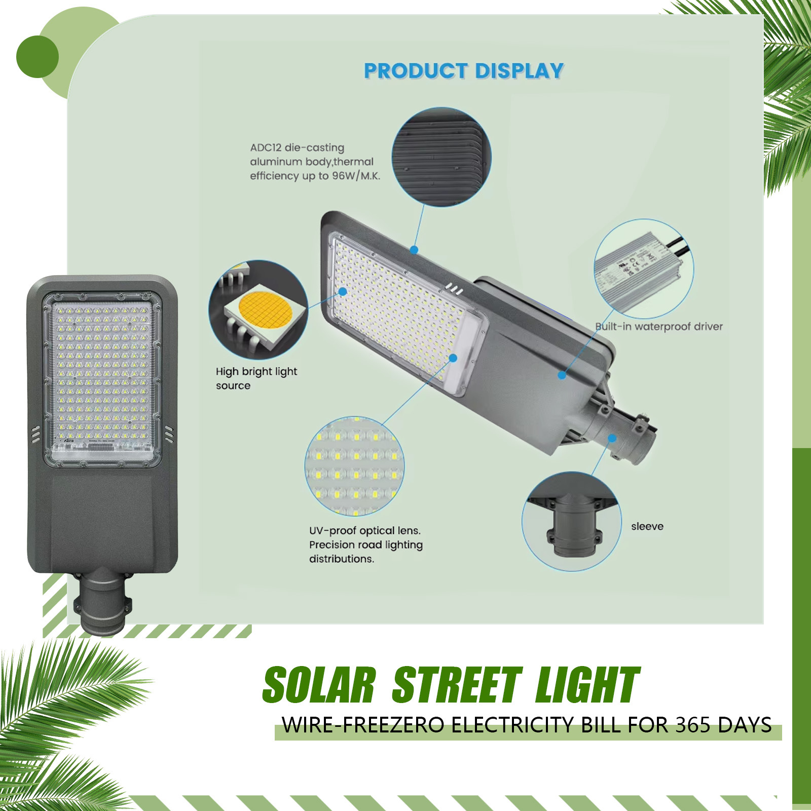 Split Solar Street Light 100W LED IP66 Waterproof with LiFePO4 Battery and Aluminum Alloy for Main Road All-in-Two · image 2