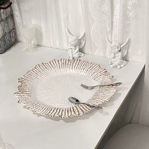Vajilla de plástico de lujo Catering Cena Blanco Oro Plata Borde Porcelana Plato para servir Plato Cargador para fiesta de boda - Product Image 3