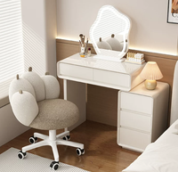 YIFAN Miroir LED sur pied moderne et durable, table de toilette murale avec grand meuble de rangement, en bois de pin blanc et panneau MDF, pour villa