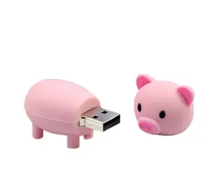 Mini palos USB de cerdo, bonitos y baratos, pendrive con logotipo personalizado, regalos promocional de dibujos animados