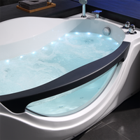 Baignoire de massage moderne de luxe en acrylique, pour appartement et spa, avec lumières colorées, buses à jets perforés et appuie-tête