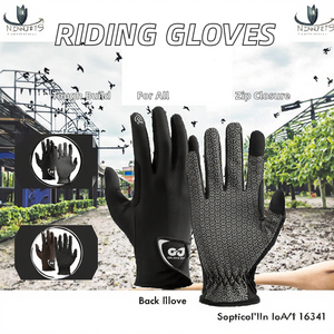Guantes de Equitación GJ XG83 Personalizados de Cuero de Alta Calidad para Hombre y Mujer, con Logotipo OEM, para Deportes al Aire Libre, con Cierre de Cremallera Negro - Product Image 2