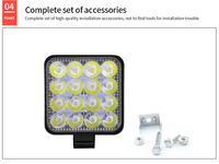 Phare de travail LED 48W 16SMD, feu antibrouillard avant pour voiture, 12V 24V, camion, SUV, 4X4, 4WD, phare d'ingénierie, projecteur rond tout-terrain OLIVER