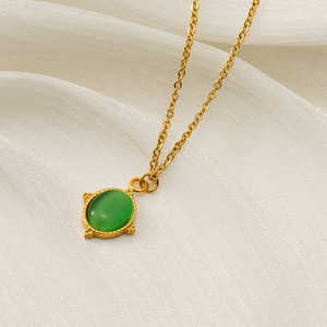 Zogxin Natural Stone Pendant Necklace 18K Gold Plated Geometric Clavicle Chain For Women Everyday Wear - Product Image 3
