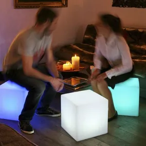 Multiple Colors Cube Chair Seat Drawing Painting Logo Decorative Bar USB Rechargeable LED Cube Shape Night Lights