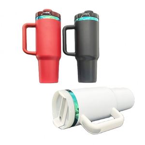 Vacuum <b>Insulated</b> 40Oz H2.0 Green Plated Underneath Coffee <b>Mug</b> With Handle Laser Engraving for Outdoor Sports Travel - Product Image 1