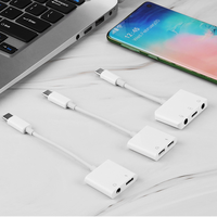 Venta al por mayor 2 en 1 Audio auricular OTG 5V adaptador de carga tipo C a 3,5mm Aux micrófono convertidor adaptador para iPhone