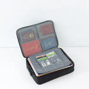 Belge çantası, su geçirmez belge depolama kasası-kilitleme fermuarlı tutucu önemli belgeler için para pasaport