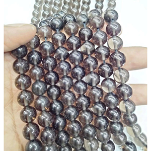 Cuentas Redondas Lisas de Cuarzo Ahumado Natural Genuino |   Tamaños Disponibles, Regalo para Ella, Ágata de Rajastán con Tema de Amor - Product Image 1