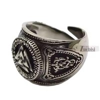 Bijoux Viking Vintage de Précision Artisanale, Guerriers Nordiques, Symboles Classiques d'Odin, Micro-Anneaux en Acier Inoxydable Plaqué Argent pour Hommes