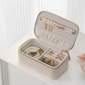 Boîte à bijoux en toile écologique personnalisée avec broderie sur mesure pour collier, boucles d'oreilles, bague, bracelet - Product Image 4