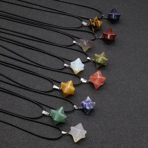 Pendentif 3D Étoile de David Hexagramme en Pierre Naturelle, Cristal, <span class=keywords><strong>Pendule</strong></span> pour Guérison, Méditation, Accessoires de Collier DIY - Product Image 1
