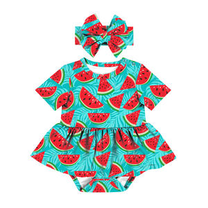 LT-401-YXL Conjunto de 2 piezas: Pelele de bebé con estampado de paletas y diseño encantador para niña, vestido de verano, pelele, diadema y body de bebé con diseño de paleta - Product Image 6