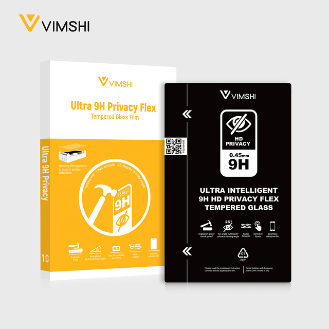 VIMSHI High Hardness 9H Privacy Anti-SPY 2D Radian 0.45mm Thick 3-Layer Die-Cut PET Film Screen Protector