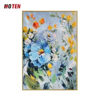 Peinture à l'huile abstraite de fleur bleue moderne simple peinture décorative sur toile peinte à la main pour restaurant ou chambre à coucher