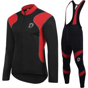 Ensemble de cyclisme pour hommes, pantalon à bretelles, maillot thermique, combinaison de vélo d'hiver rembourrée - Product Image 1