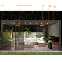 Pavillon moderne en aluminium sur mesure OEM/ODM avec toit à lames orientables électriques, couleur personnalisée, LED pour jardin, extérieur